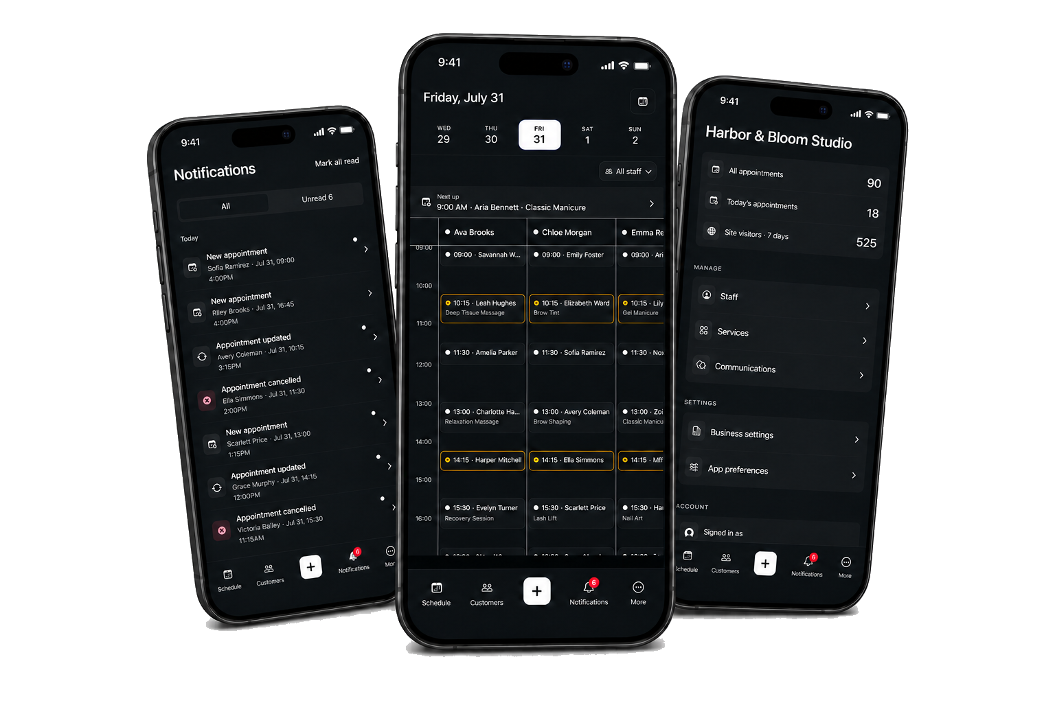 CareConnect for Business iPhone app screens